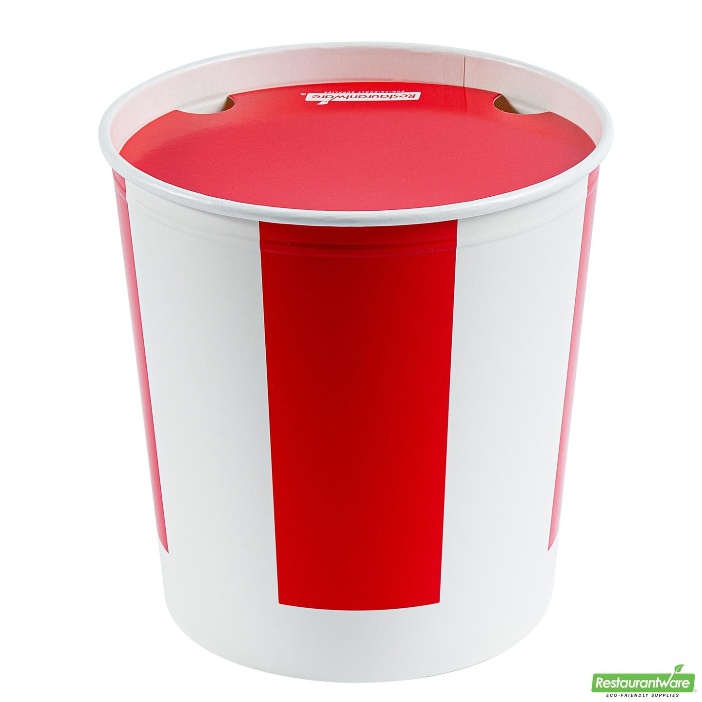 Wholesale Restaurantware 130 Oz Red and White Paper Chicken Bucket - with Lid- Bulk