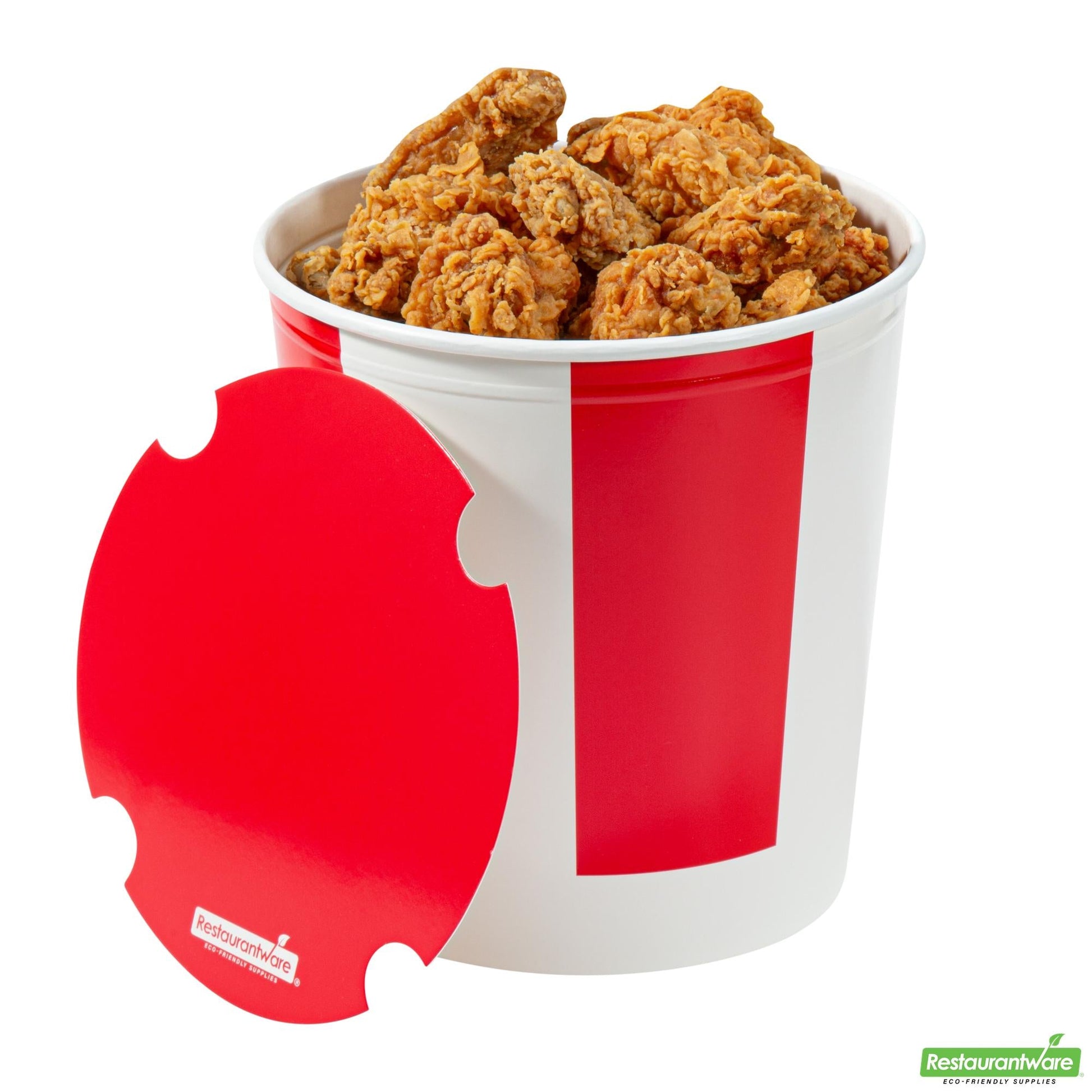 Wholesale Restaurantware 130 Oz Red and White Paper Chicken Bucket - with Lid- Bulk