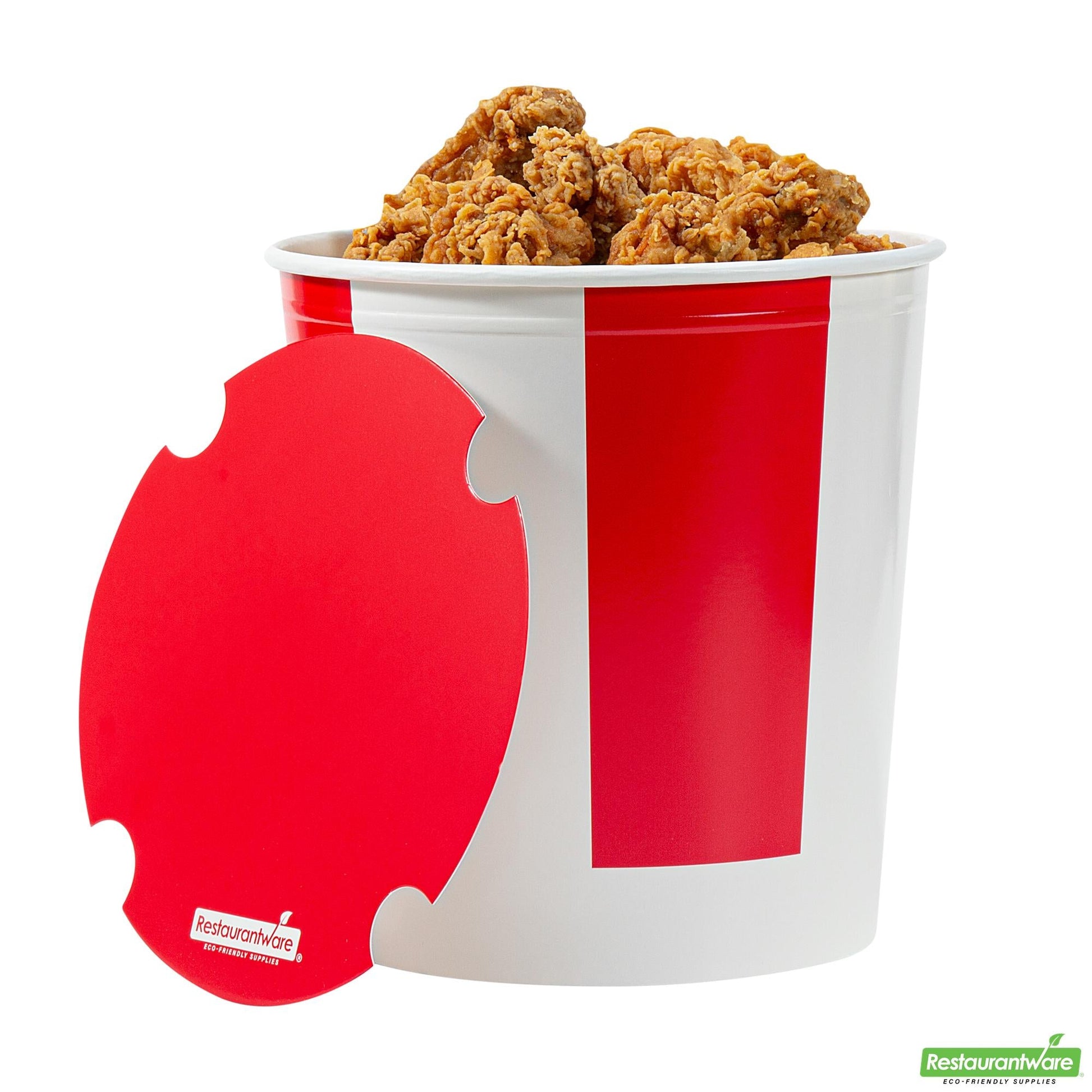 Wholesale Restaurantware 130 Oz Red and White Paper Chicken Bucket - with Lid- Bulk