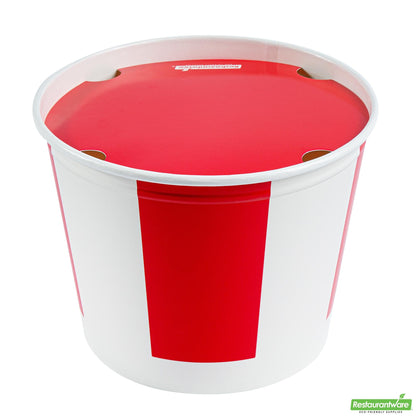 Wholesale Restaurantware 150 Oz Red and White Paper Chicken Bucket - with Lid- Bulk