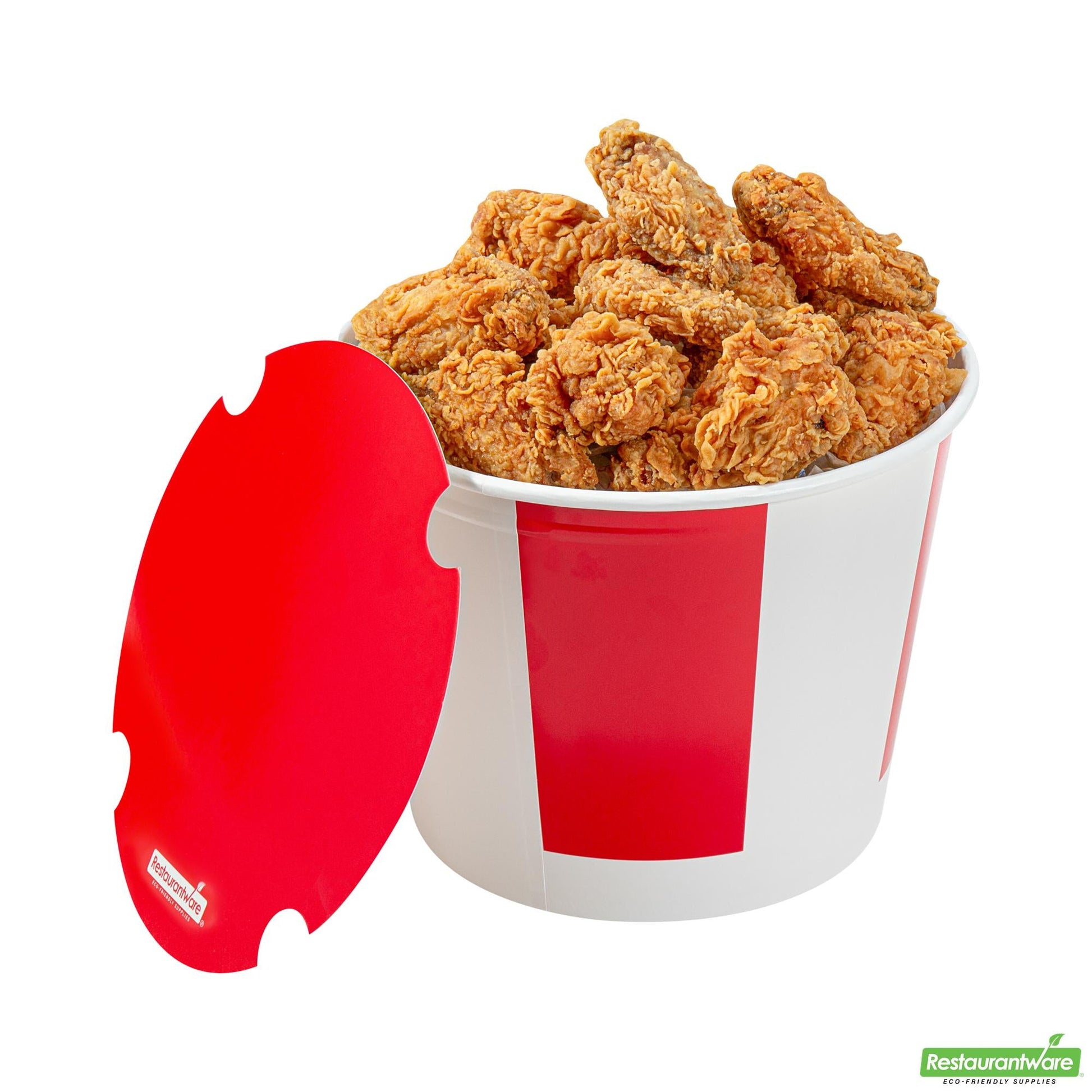 Wholesale Restaurantware 150 Oz Red and White Paper Chicken Bucket - with Lid- Bulk