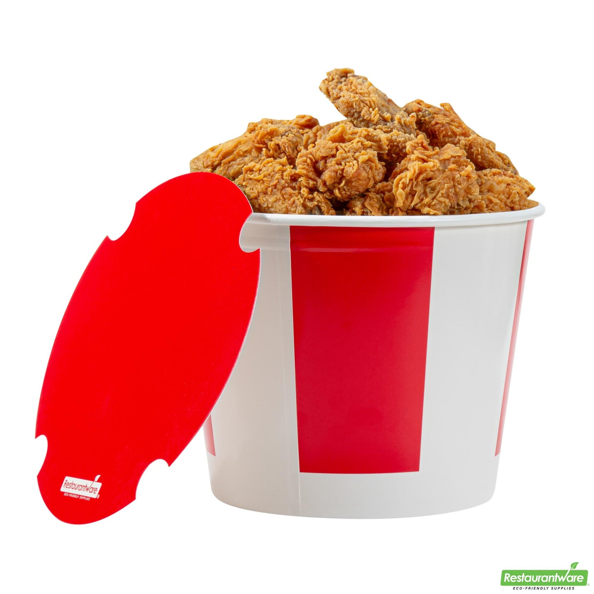 Wholesale Restaurantware 150 Oz Red and White Paper Chicken Bucket - with Lid- Bulk