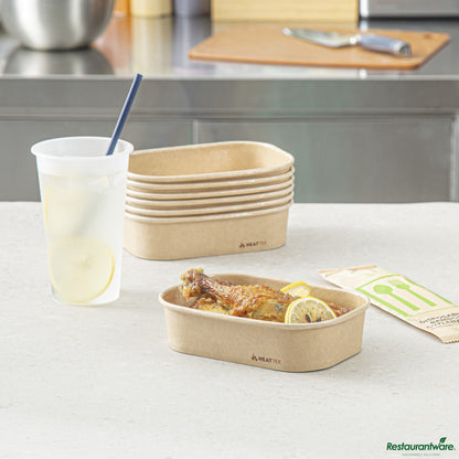 Wholesale Restaurantware Oval Kraft Paper Serving Container - Oven-Safe - 6.8" X 4.7" X 1.6"- Bulk