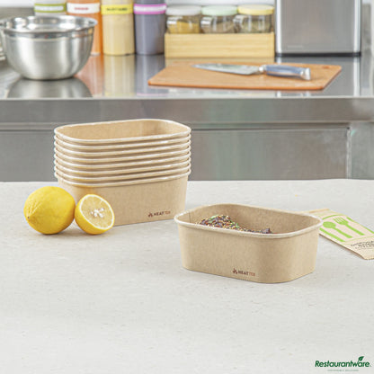 Wholesale Restaurantware 25 Oz Oval Kraft Paper Serving Container - Oven-Safe - 6.8" X 4.7" X 2.3"- Bulk