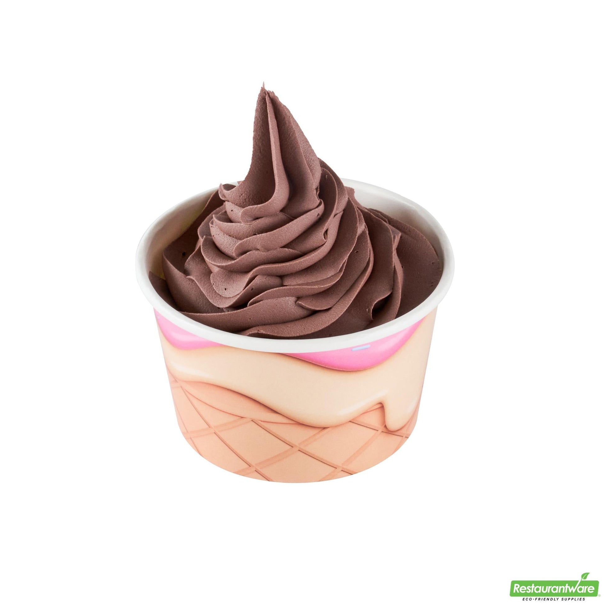 Wholesale Restaurantware 8 Oz Round Vanilla Strawberry Swirl Paper to Go Cup - 3.8" X 3.8" X 2.3"- Bulk