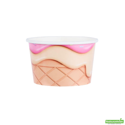 Wholesale Restaurantware 8 Oz Round Vanilla Strawberry Swirl Paper to Go Cup - 3.8" X 3.8" X 2.3"- Bulk