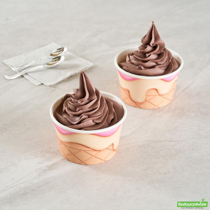 Wholesale Restaurantware 8 Oz Round Vanilla Strawberry Swirl Paper to Go Cup - 3.8" X 3.8" X 2.3"- Bulk
