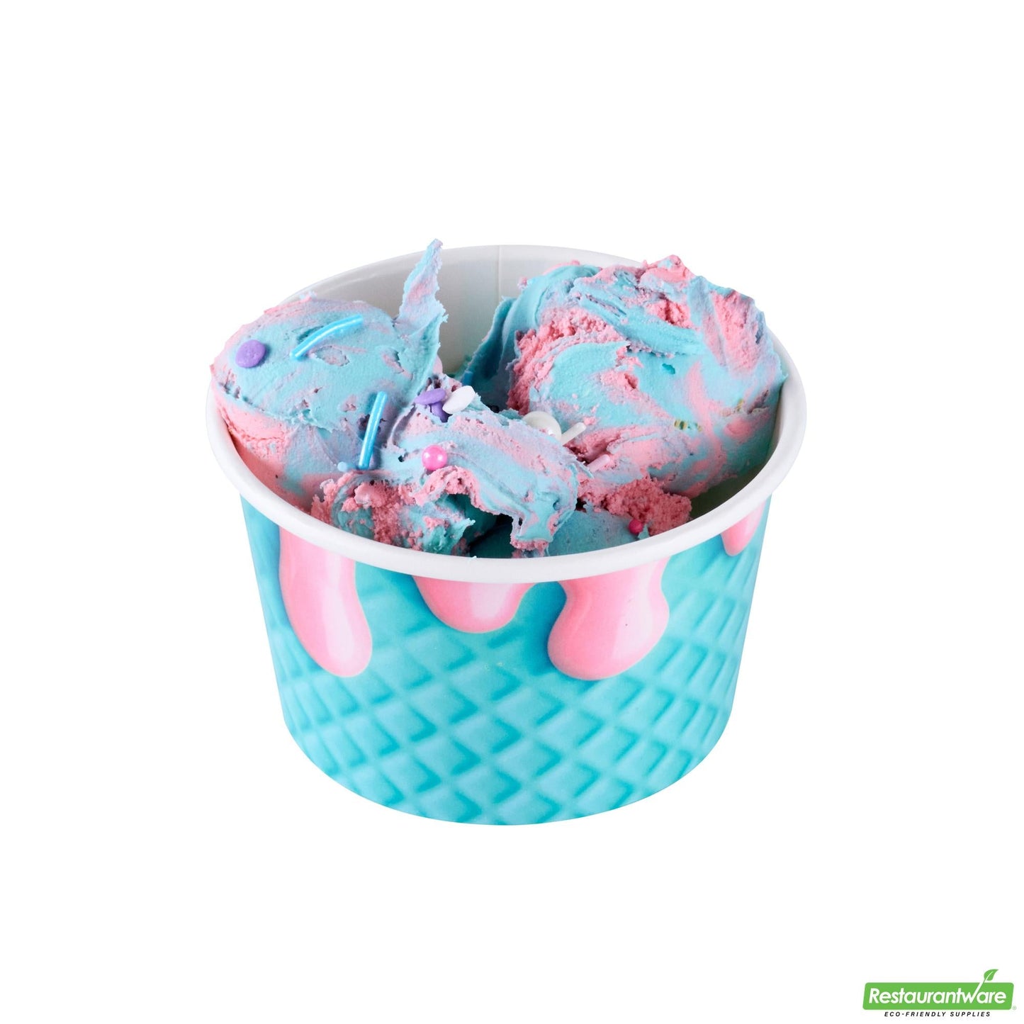 Restaurantware 8 Oz Round Bubblegum Splash Paper to Go Cup - 3.8" X 3.8" X 2.3"