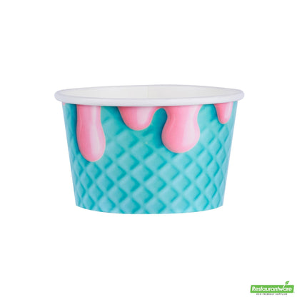 Restaurantware 8 Oz Round Bubblegum Splash Paper to Go Cup - 3.8" X 3.8" X 2.3"