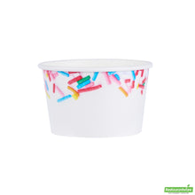 Wholesale Restaurantware 8 Oz Round White Paper to Go Cup - with Festive Sprinkles - 3.8" X 3.8" X 2.3"- Bulk