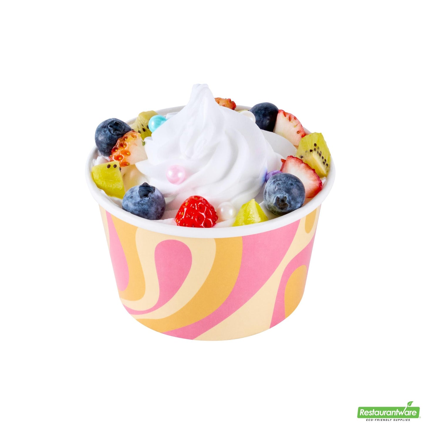 Wholesale Restaurantware 8 Oz Round Tropical Twist Paper to Go Cup - 3.8" X 3.8" X 2.3"- Bulk