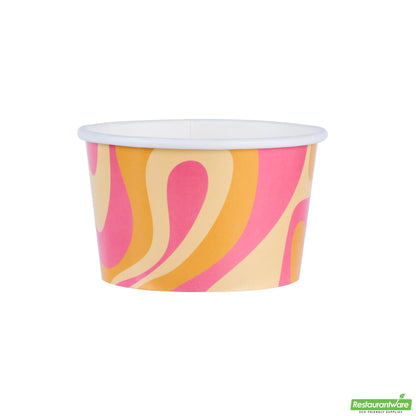 Wholesale Restaurantware 8 Oz Round Tropical Twist Paper to Go Cup - 3.8" X 3.8" X 2.3"- Bulk