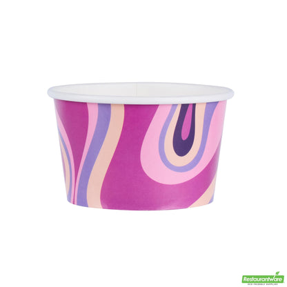 Wholesale Restaurantware 8 Oz Round Midnight Groove Paper to Go Cup - 3.8" X 3.8" X 2.3"- Bulk