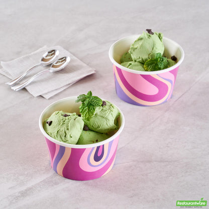 Wholesale Restaurantware 8 Oz Round Midnight Groove Paper to Go Cup - 3.8" X 3.8" X 2.3"- Bulk