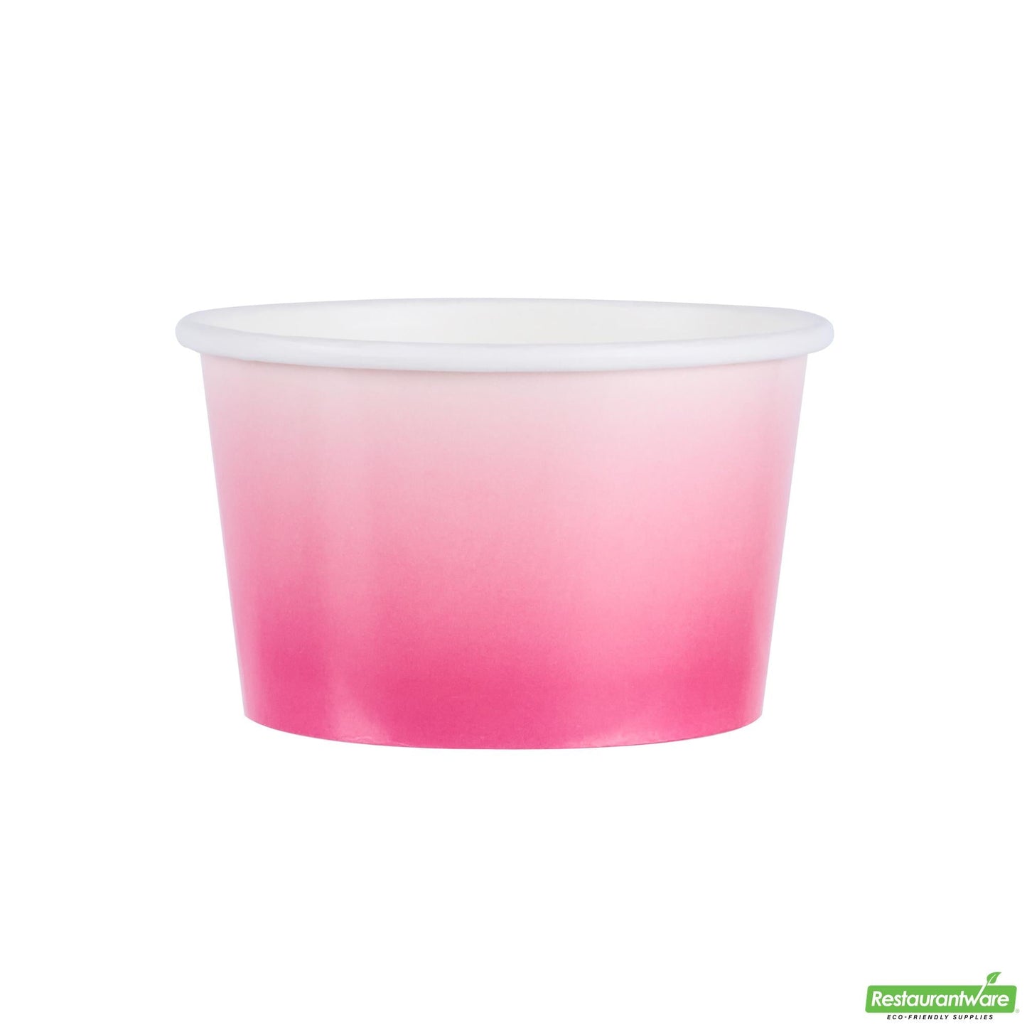 Wholesale Restaurantware 8 Oz Round Pink and White Ombre Paper to Go Cup - 3.8" X 3.8" X 2.3"- Bulk