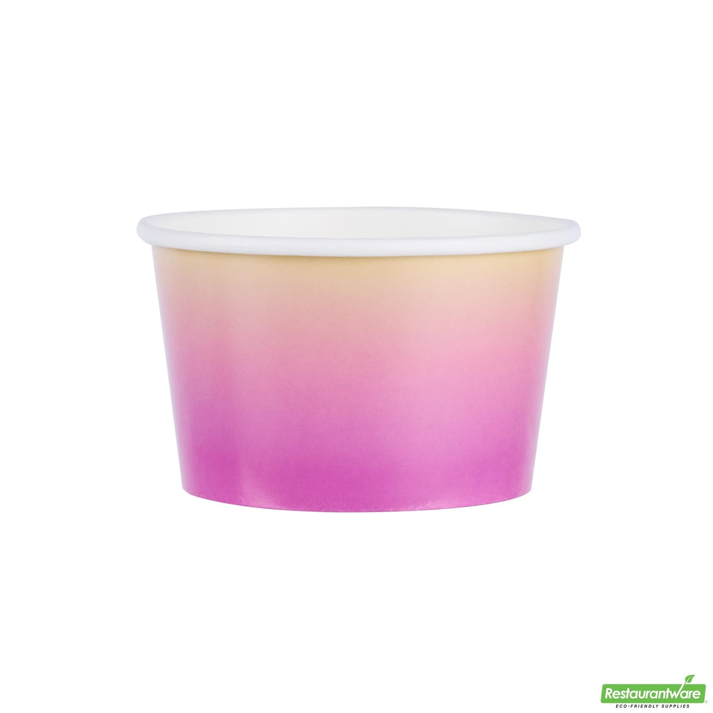 Restaurantware 8 Oz Round Orange and Blue Ombre Paper to Go Cup - 3.8" X 3.8" X 2.3"