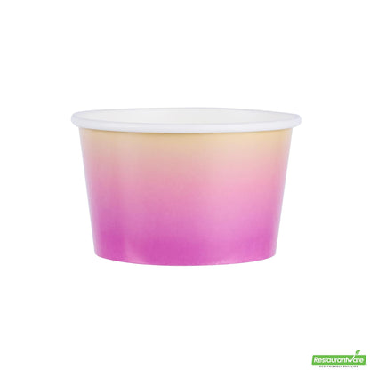 Restaurantware 8 Oz Round Orange and Blue Ombre Paper to Go Cup - 3.8" X 3.8" X 2.3"