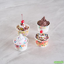 Wholesale Restaurantware 8 Oz Round White Assorted Sprinkle Paper to Go Cup - 3.8" X 3.8" X 2.3"- Bulk