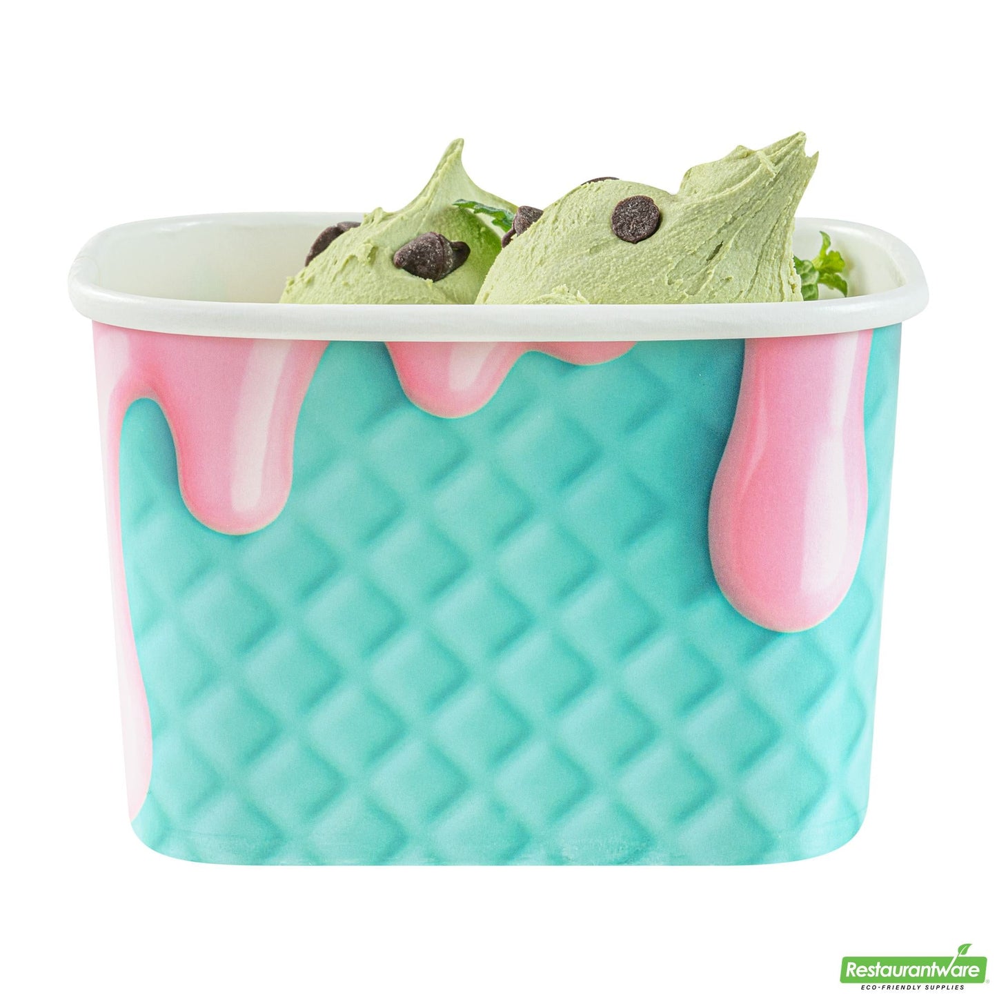 Restaurantware 12 Oz Square Bubblegum Splash Paper to Go Cup - 4.2" X 3.2" X 2.7"