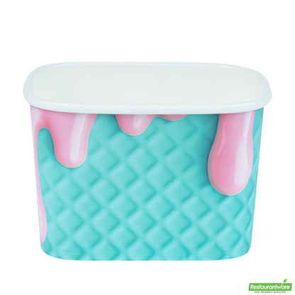 Restaurantware 12 Oz Square Bubblegum Splash Paper to Go Cup - 4.2" X 3.2" X 2.7"