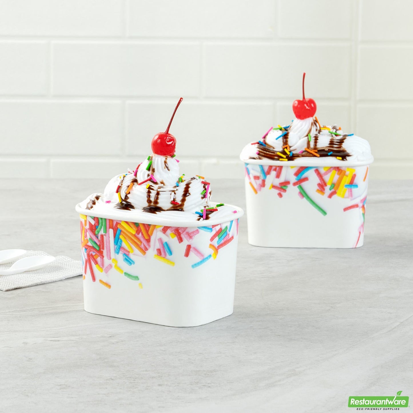 Wholesale Restaurantware 12 Oz Square Paper to Go Cup - with Festive Sprinkles - 4.2" X 3.2" X 2.7"- Bulk