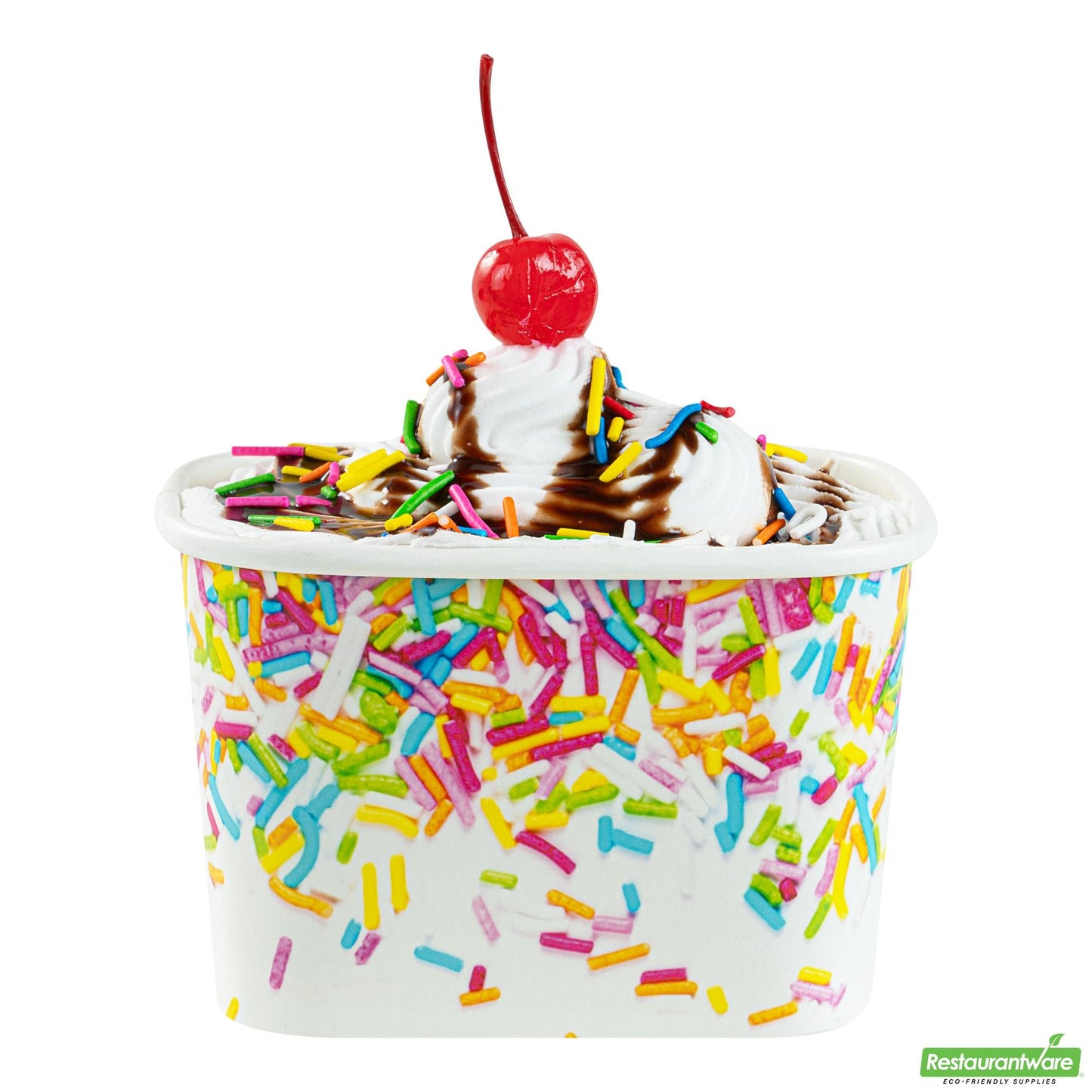 Wholesale Restaurantware 12 Oz Square Paper to Go Cup - with Party Sprinkles - 4.2" X 3.2" X 2.7"- Bulk