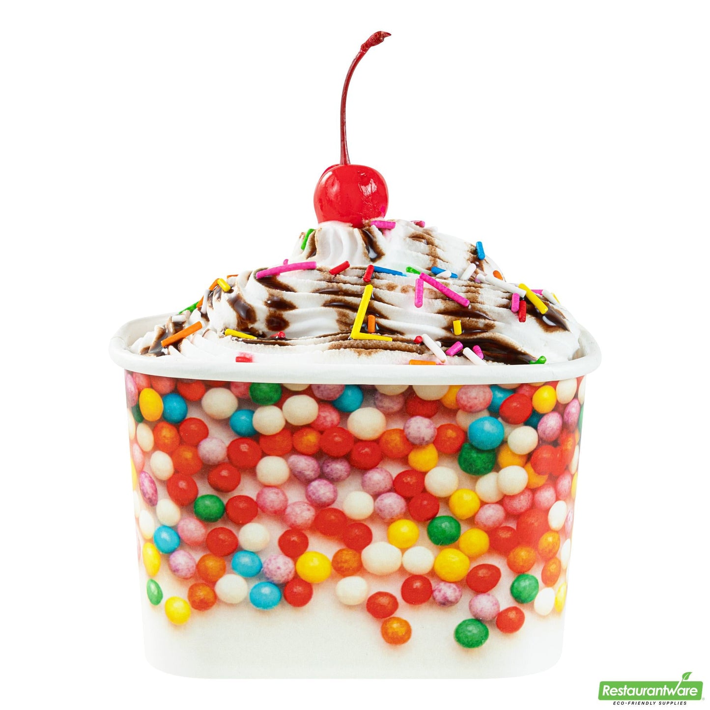 Restaurantware 12 Oz Square Paper to Go Cup - with Round Sprinkles - 4.2" X 3.2" X 2.7"