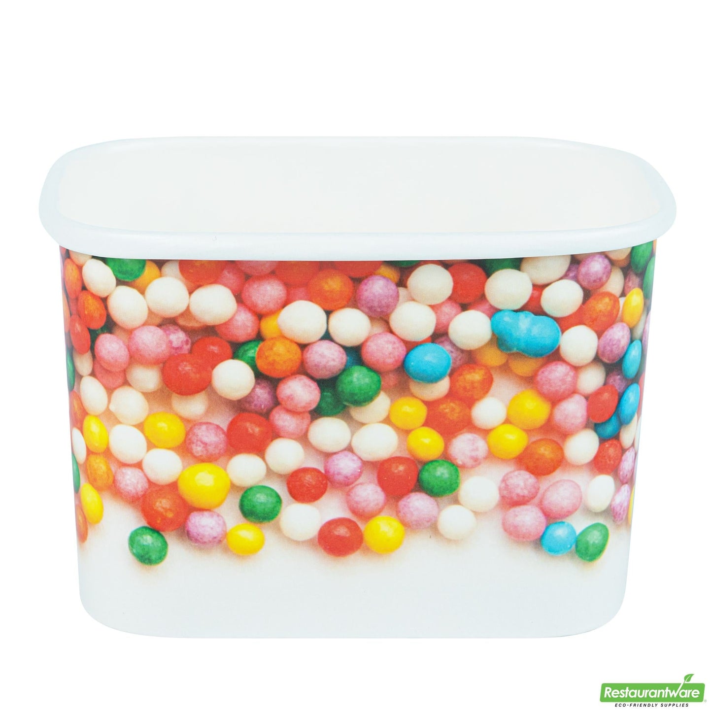 Restaurantware 12 Oz Square Paper to Go Cup - with Round Sprinkles - 4.2" X 3.2" X 2.7"