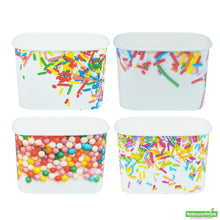 Wholesale Restaurantware 12 Oz Square Assorted Sprinkles Paper to Go Cup - 4.2" X 3.2" X 2.7"- Bulk