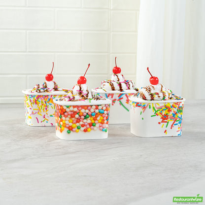 Wholesale Restaurantware 12 Oz Square Assorted Sprinkles Paper to Go Cup - 4.2" X 3.2" X 2.7"- Bulk