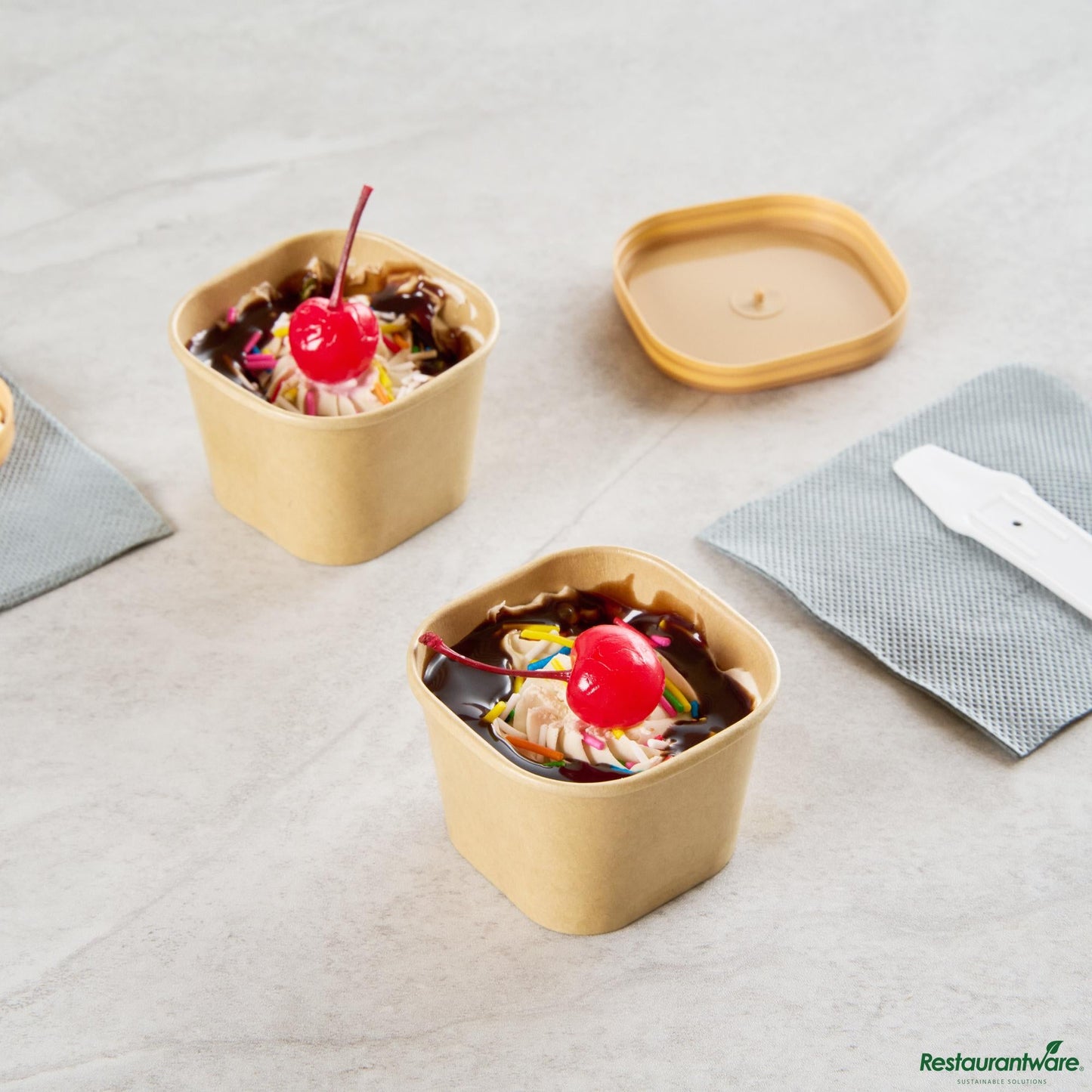 Wholesale Restaurantware 3 Oz Square Kraft Paper to Go Cup - 2.5" X 2.5" X 1.8"- Bulk