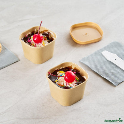 Wholesale Restaurantware 3 Oz Square Kraft Paper to Go Cup - 2.5" X 2.5" X 1.8"- Bulk