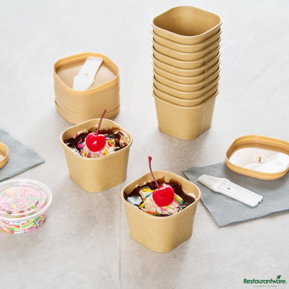 Wholesale Restaurantware 3 Oz Square Kraft Paper to Go Cup - 2.5" X 2.5" X 1.8"- Bulk