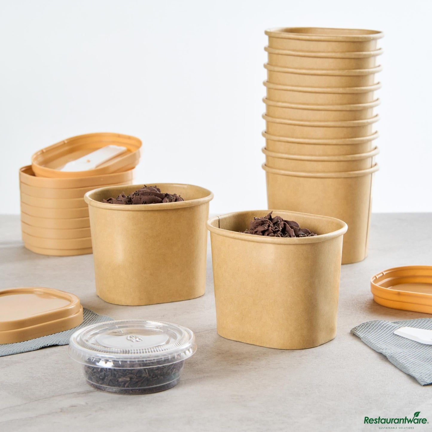 Wholesale Restaurantware 5 Oz Square Kraft Paper to Go Cup - 3" X 2.5" X 2.4"- Bulk