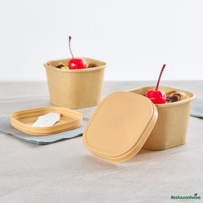 Wholesale Restaurantware Square Brown Plastic Lid - Fits 3 Oz to Go Cup, with Spoon - 2.4" X 1.8" X 0.4"- Bulk