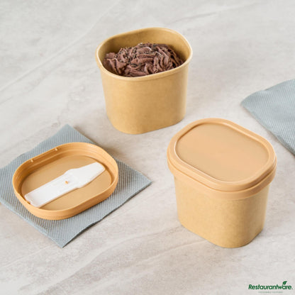 Wholesale Restaurantware Square Brown Plastic Lid - Fits 4 Oz to Go Cup, with Spoon - 3" X 2.5" X 0.5"- Bulk
