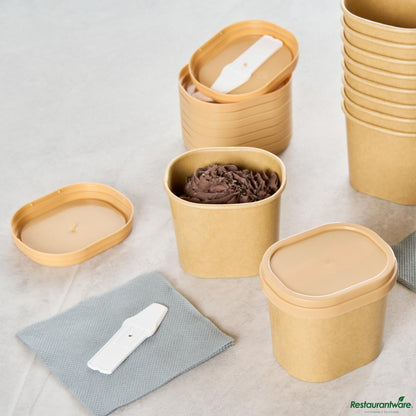 Wholesale Restaurantware Square Brown Plastic Lid - Fits 4 Oz to Go Cup, with Spoon - 3" X 2.5" X 0.5"- Bulk