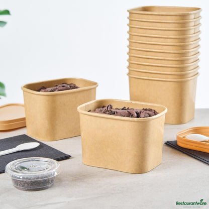 Restaurantware 12 Oz Square Kraft Paper to Go Cup - 4.2" X 3.2" X 2.7"