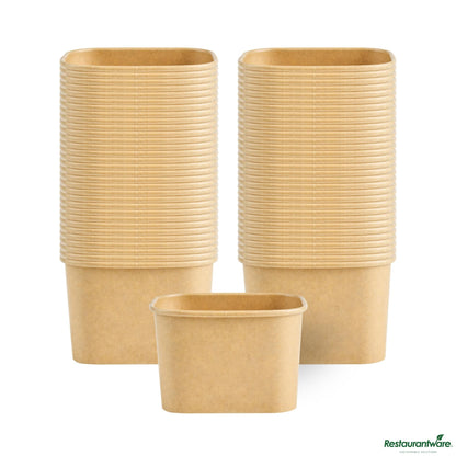 Restaurantware 12 Oz Square Kraft Paper to Go Cup - 4.2" X 3.2" X 2.7"