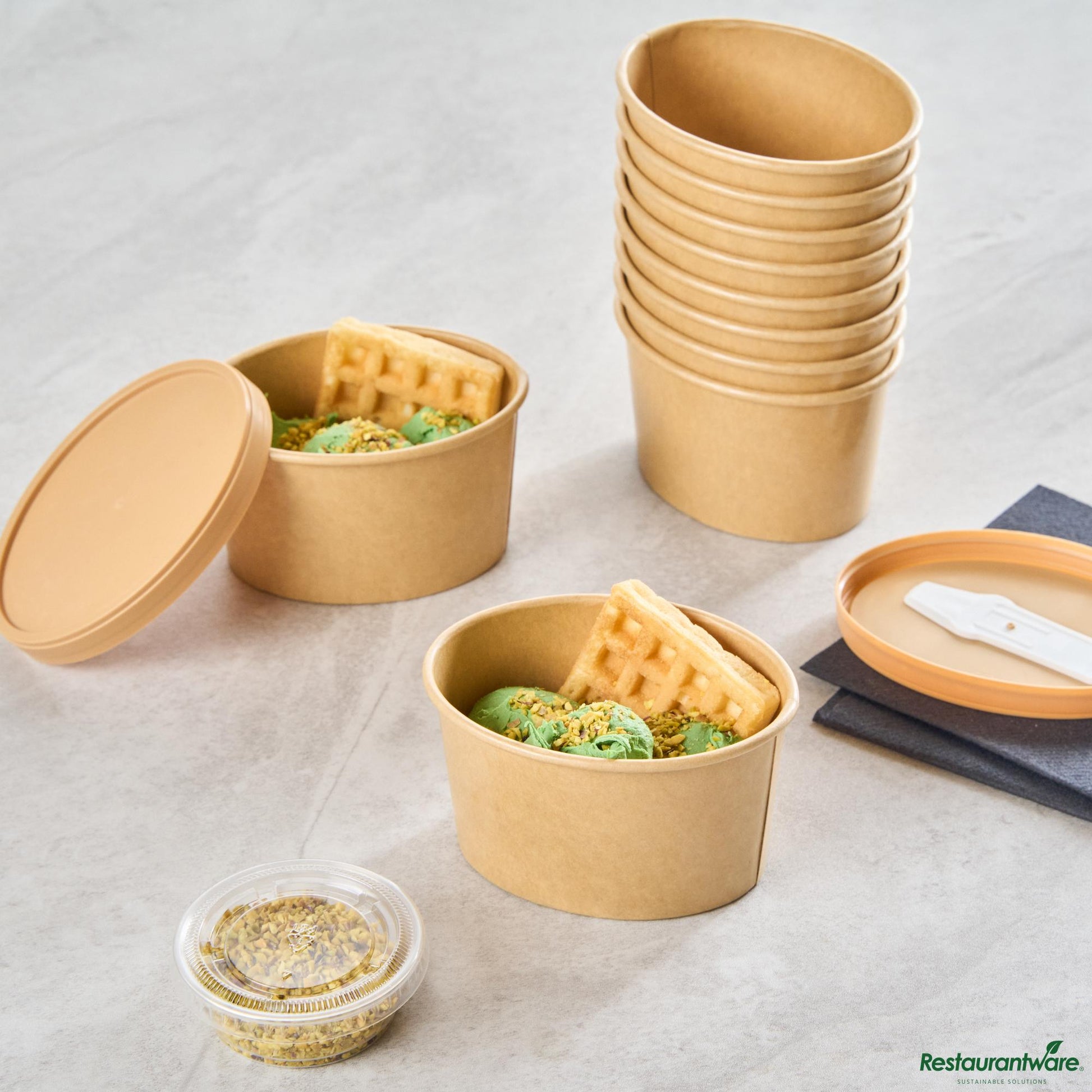 Wholesale Restaurantware 6 Oz Oval Kraft Paper to Go Cup - 3.9" X 3" X 2.1"- Bulk