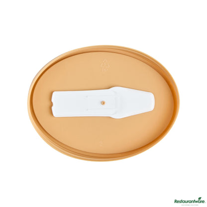 Wholesale Restaurantware Oval Brown Plastic Lid - Fits 6 Oz to Go Cup, with Spoon - 3.9" X 3" X 0.4"- Bulk