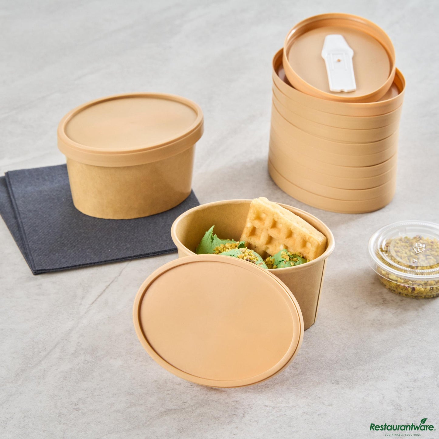 Wholesale Restaurantware Oval Brown Plastic Lid - Fits 6 Oz to Go Cup, with Spoon - 3.9" X 3" X 0.4"- Bulk