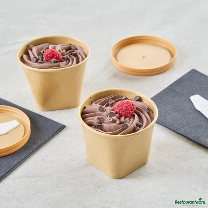 Restaurantware 6 Oz Round Kraft Paper to Go Cup - with Square Bottom - 3.4" X 3.4" X 2.6"