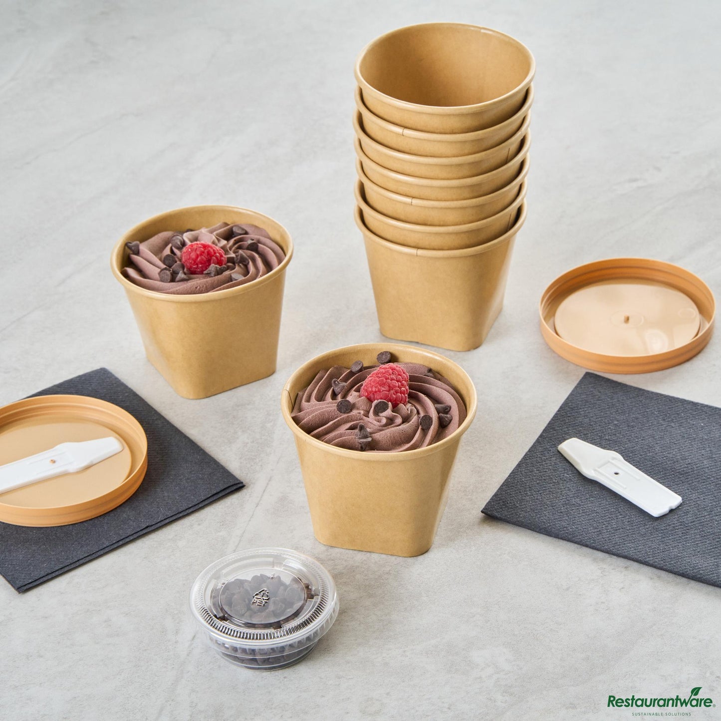 Restaurantware 6 Oz Round Kraft Paper to Go Cup - with Square Bottom - 3.4" X 3.4" X 2.6"