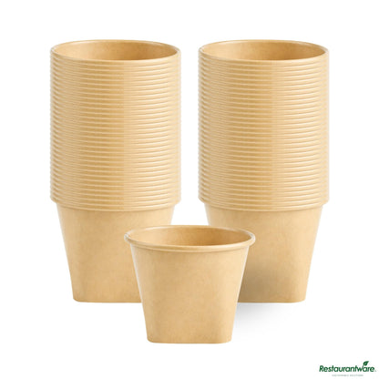 Restaurantware 6 Oz Round Kraft Paper to Go Cup - with Square Bottom - 3.4" X 3.4" X 2.6"