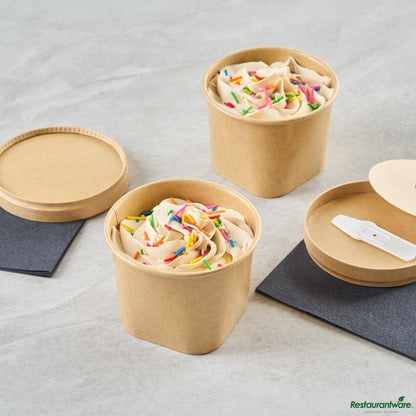 Wholesale Restaurantware 12 Oz Round Kraft Paper to Go Cup - with Square Bottom - 3.8" X 3.8" X 2.9"- Bulk