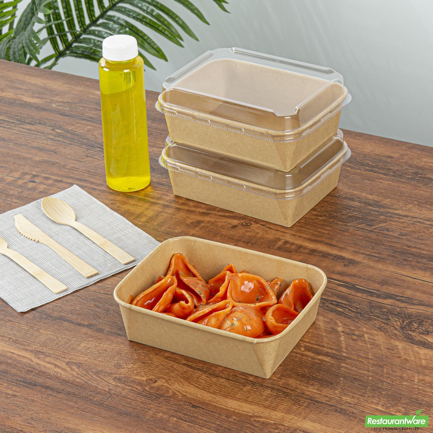 Wholesale Restaurantware 44 Oz Rectangle Kraft Paper Serving Container - 6.3" X 4.5" X 2.2"- Bulk