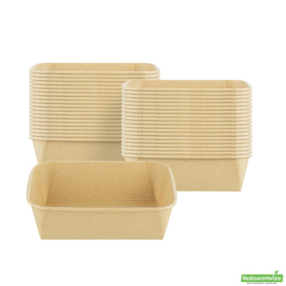 Wholesale Restaurantware 44 Oz Rectangle Kraft Paper Serving Container - 6.3" X 4.5" X 2.2"- Bulk