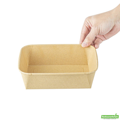 Wholesale Restaurantware 44 Oz Rectangle Kraft Paper Serving Container - 6.3" X 4.5" X 2.2"- Bulk