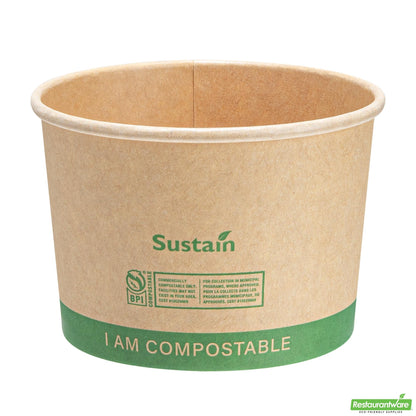 Wholesale Restaurantware 8 Oz Round Kraft Paper Soup Container - Compostable - 3.5" X 3.5" X 2.4"- Bulk